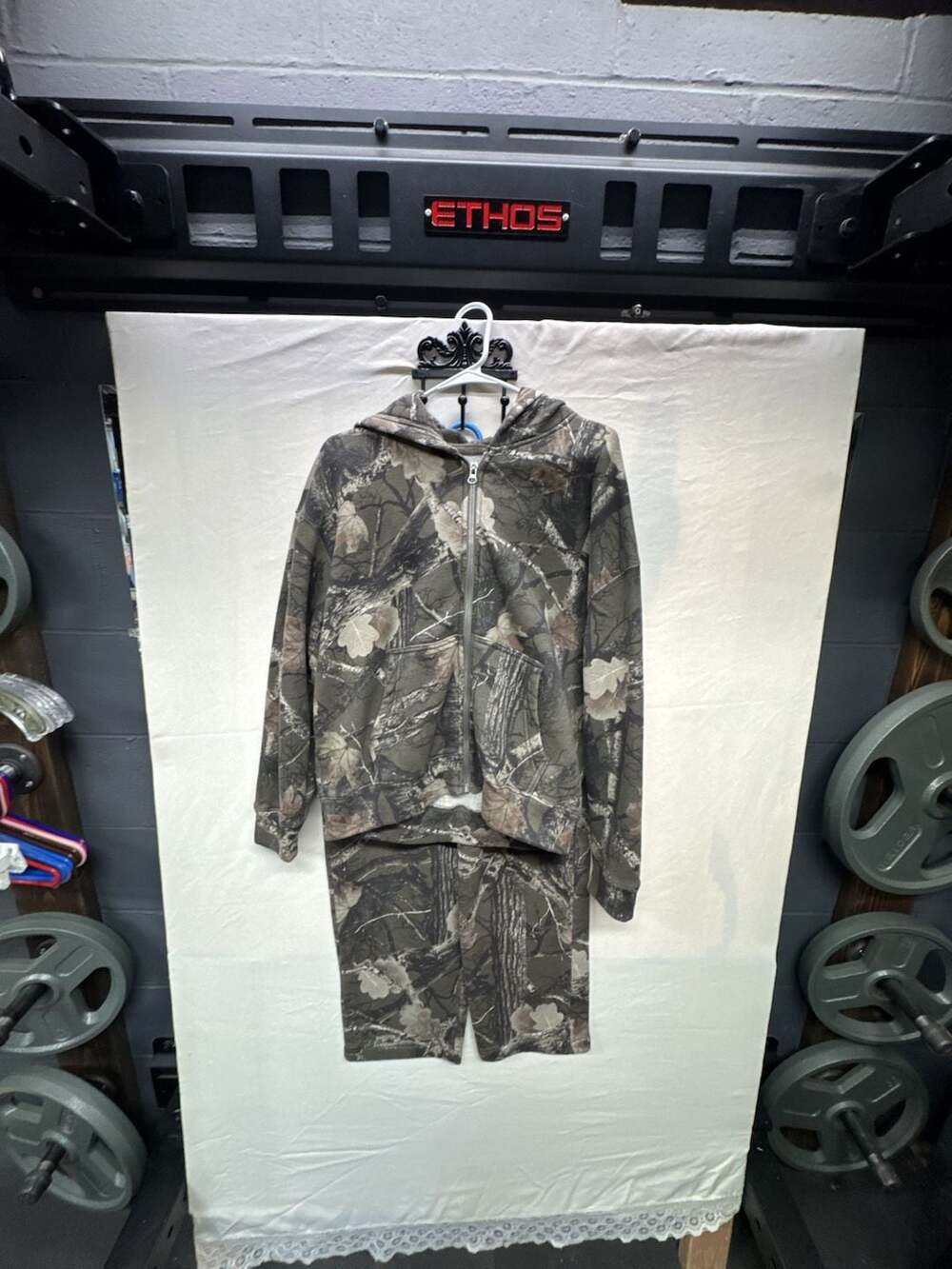 Hollister Boxy Fit Camouflage Zip-Up Hoodie and Sweatpants Set